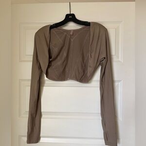 FP Movement by Free People Brown Long Sleeve Crop Top